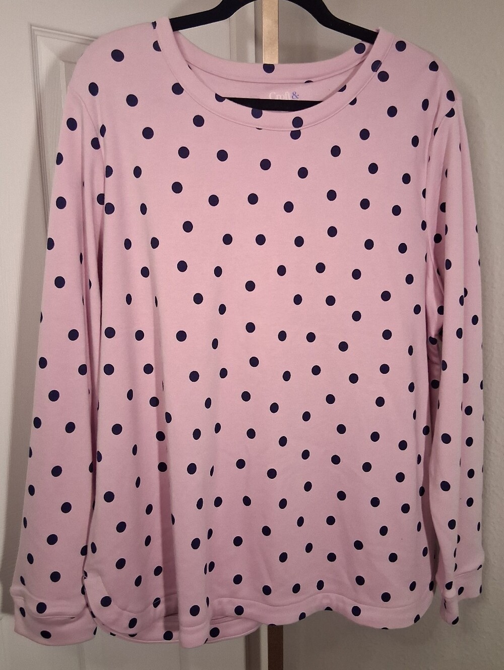 Croft And Barrow Pink Polka Dot Sweatshirt XXL